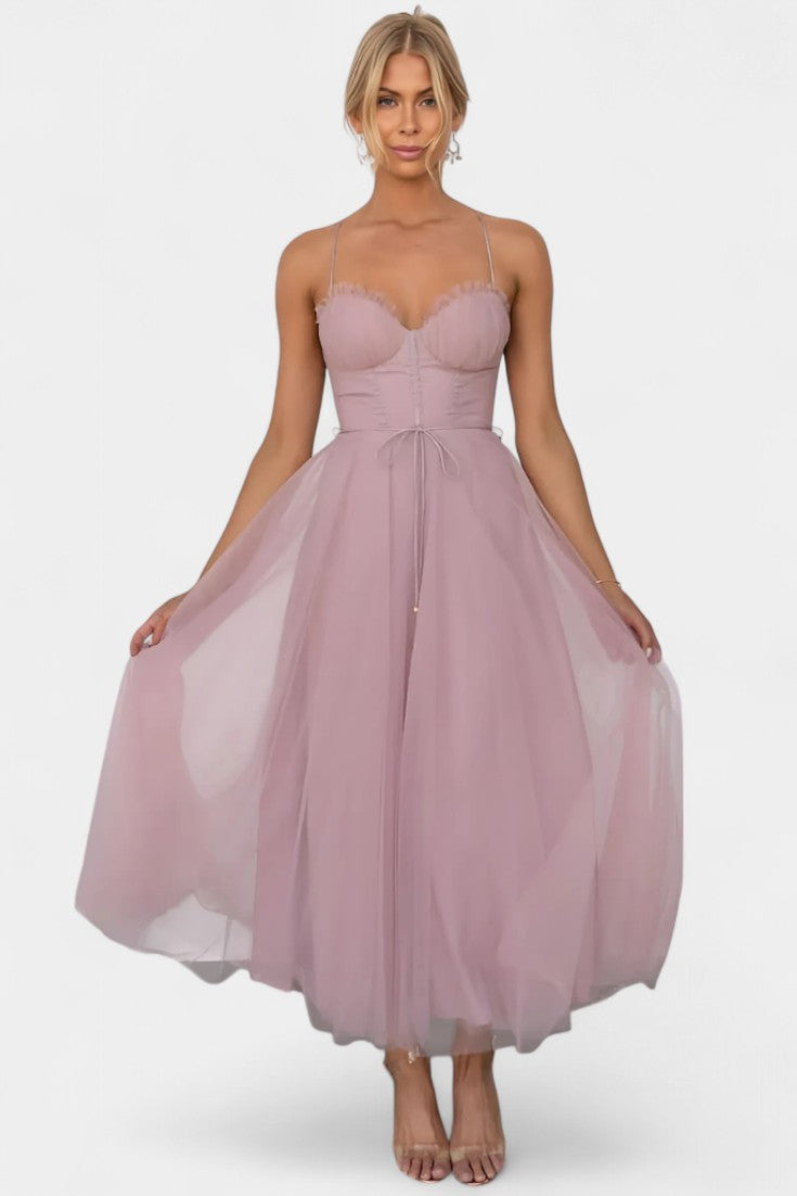Eileen Korset Tulle Midi Jurk