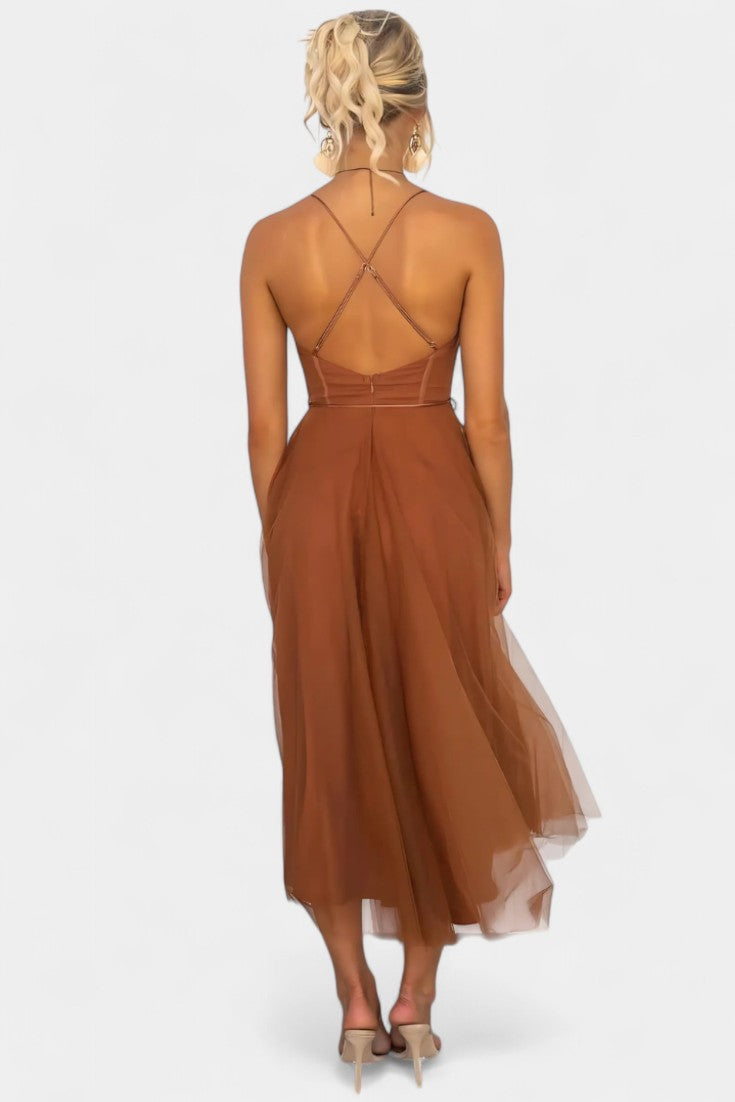 Eileen Korset Tulle Midi Jurk