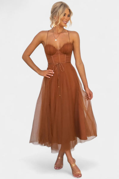 Eileen Korset Tulle Midi Jurk