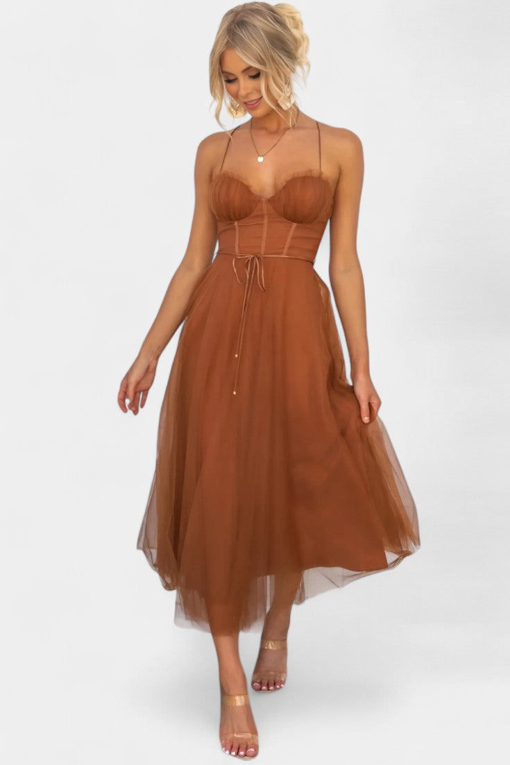 Eileen Korset Tulle Midi Jurk