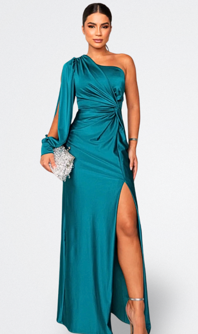 Vale | Satijnen jurk met één mouw