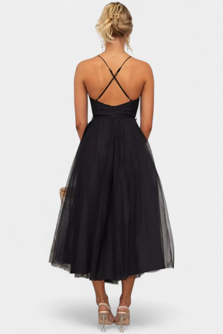 Eileen Korset Tulle Midi Jurk