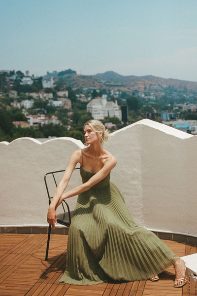 Elodie Plissé Tulle Corset Midi Jurk