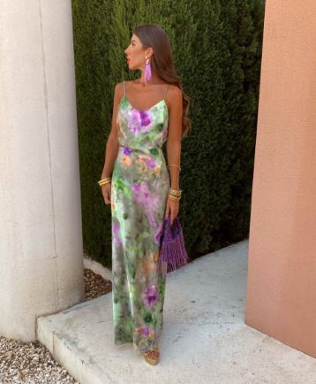 Anisten - Stijlvolle Maxi-jurk met Halo-Dye-print en afneembare sjaal