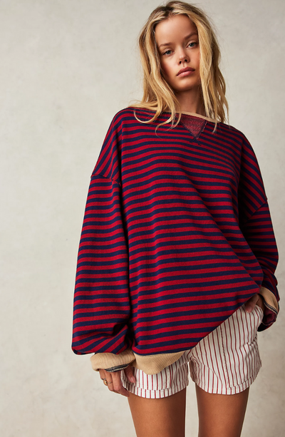 Liliane™ - Levendig Gestreepte Oversized Trui met Accenten