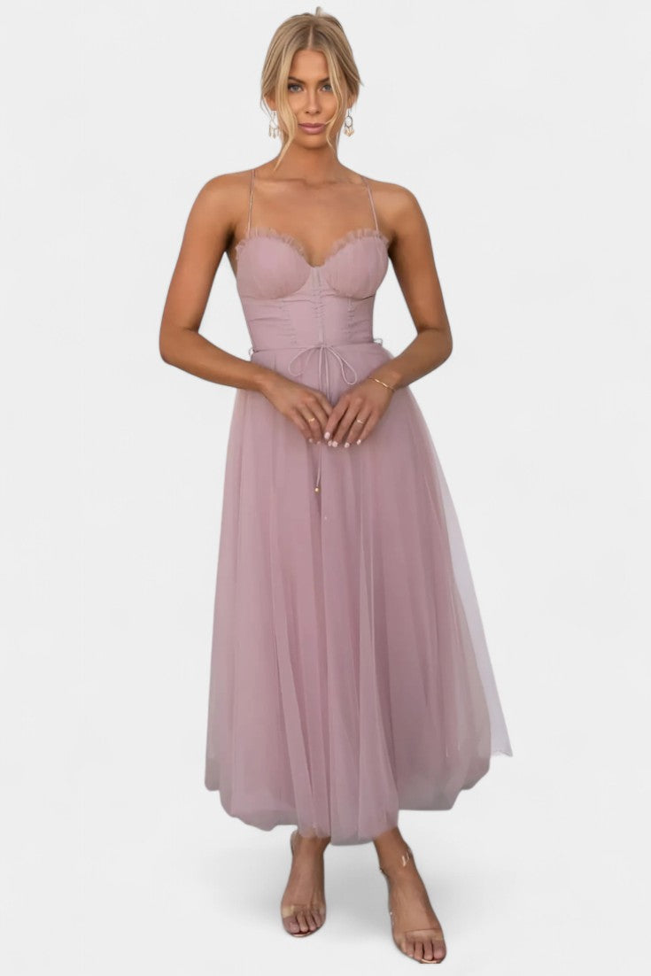 Eileen Korset Tulle Midi Jurk