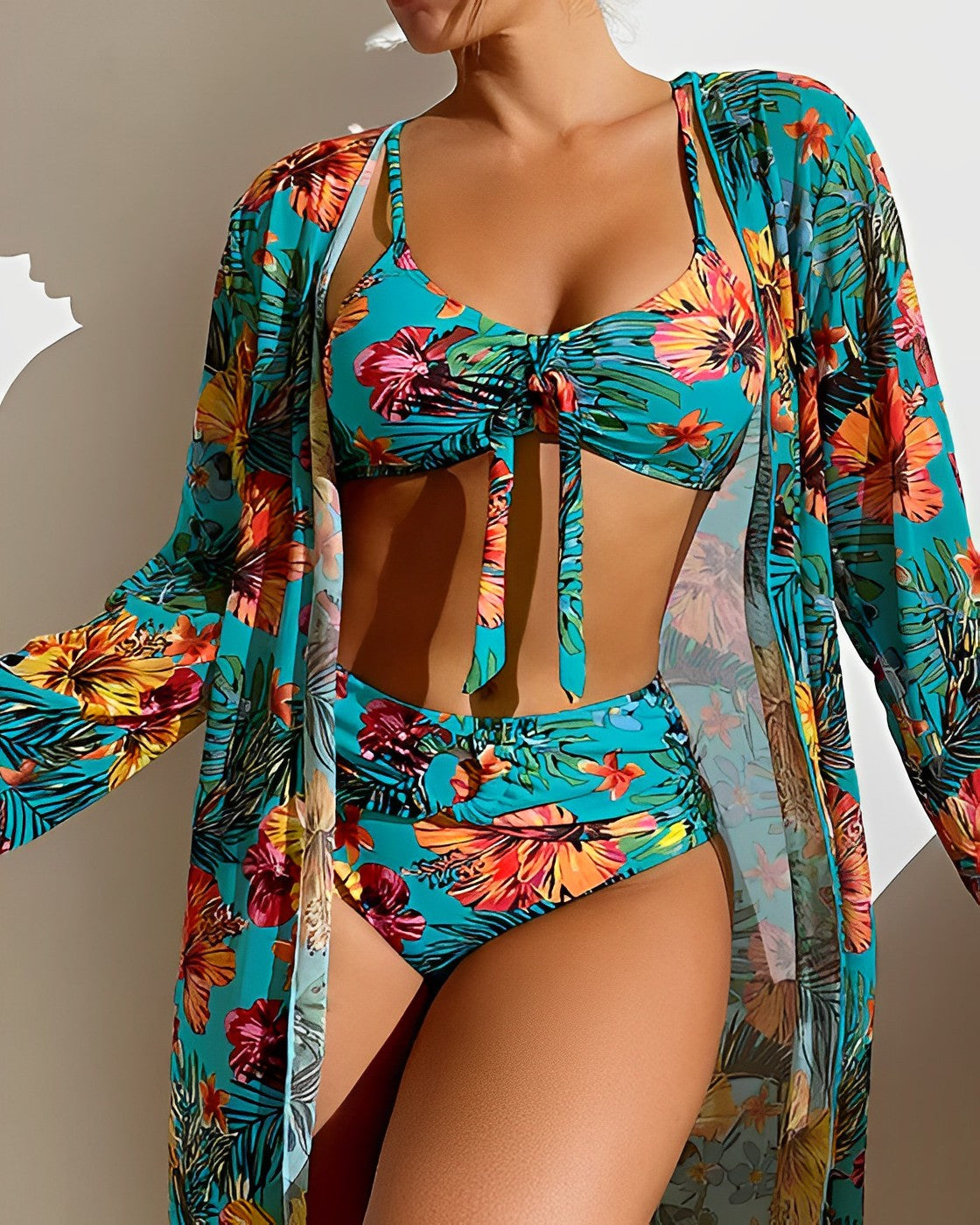 Flora | Set Bikini met Tropische Print en Cover-up