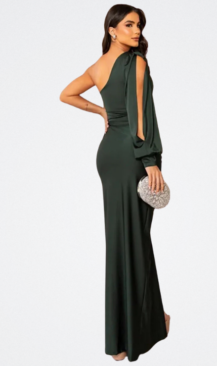 Vale | Satijnen jurk met één mouw