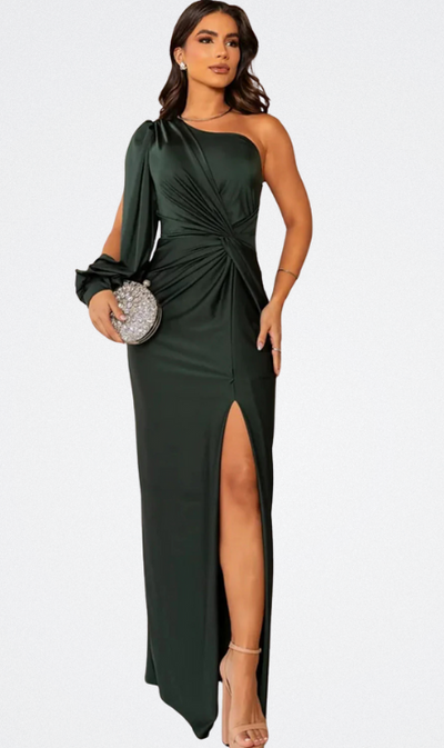 Vale | Satijnen jurk met één mouw