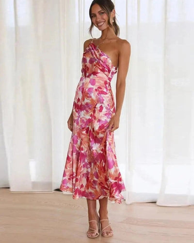 Sienna - Asymmetrisch Maxi Jurk met Bloemenpatroon