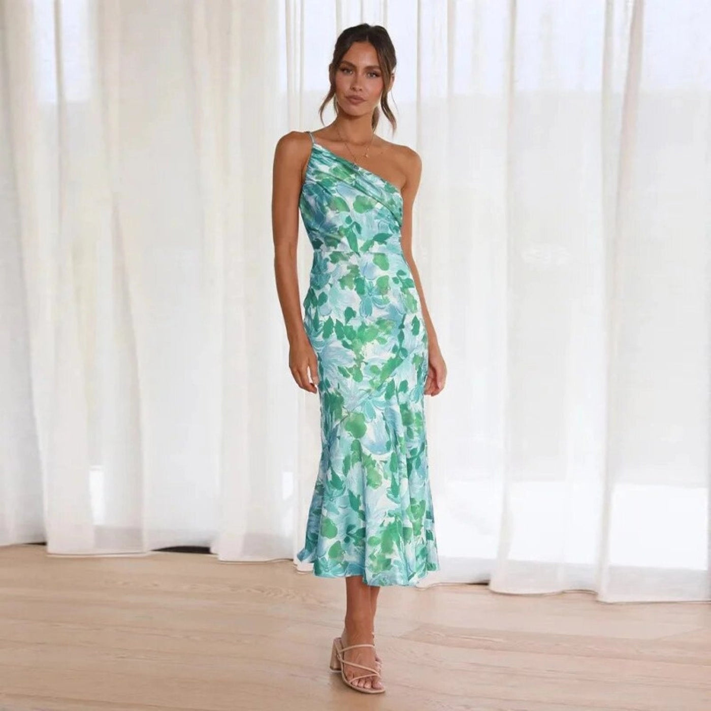 Sienna - Asymmetrisch Maxi Jurk met Bloemenpatroon