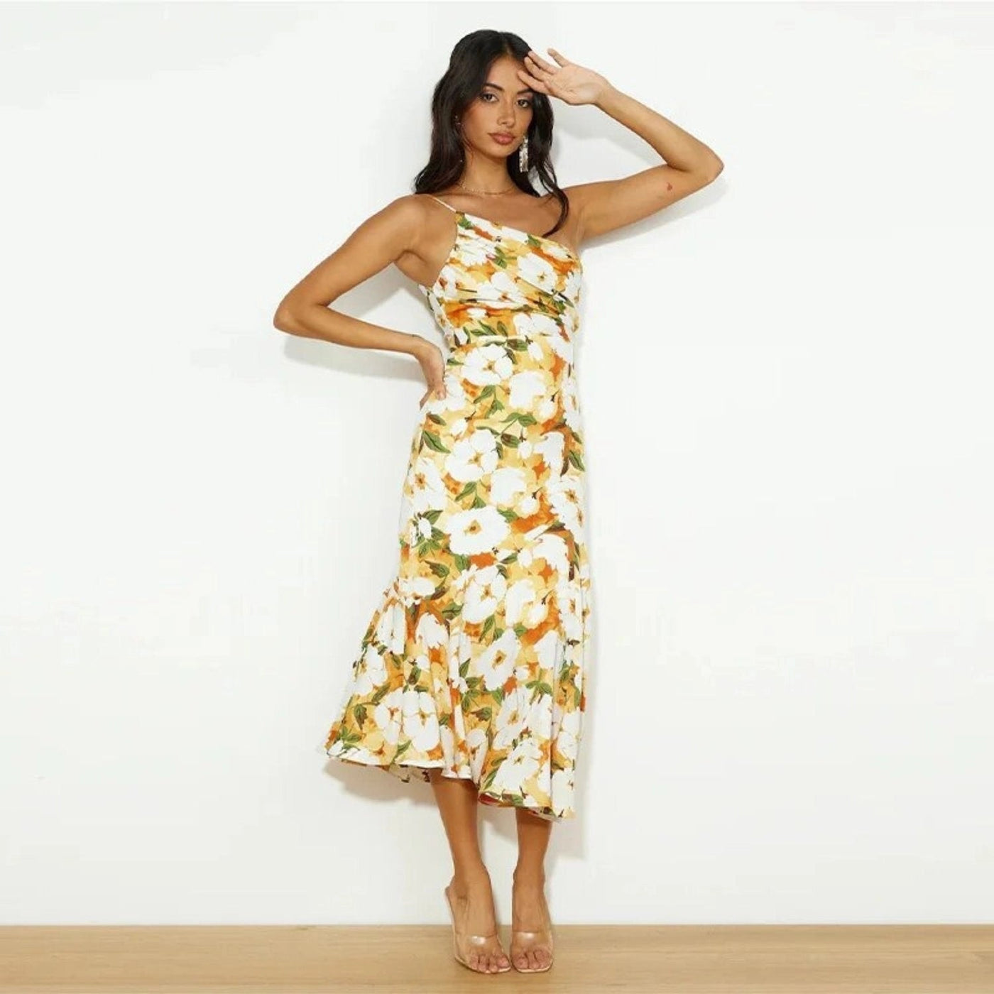Sienna - Asymmetrisch Maxi Jurk met Bloemenpatroon