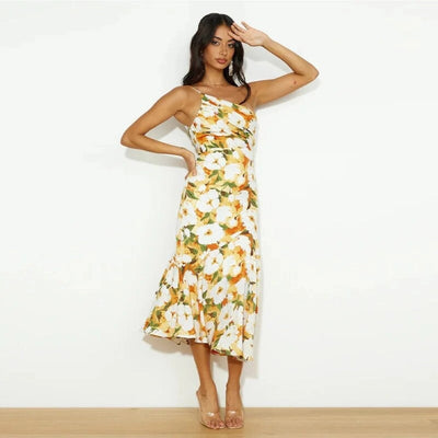 Sienna - Asymmetrisch Maxi Jurk met Bloemenpatroon