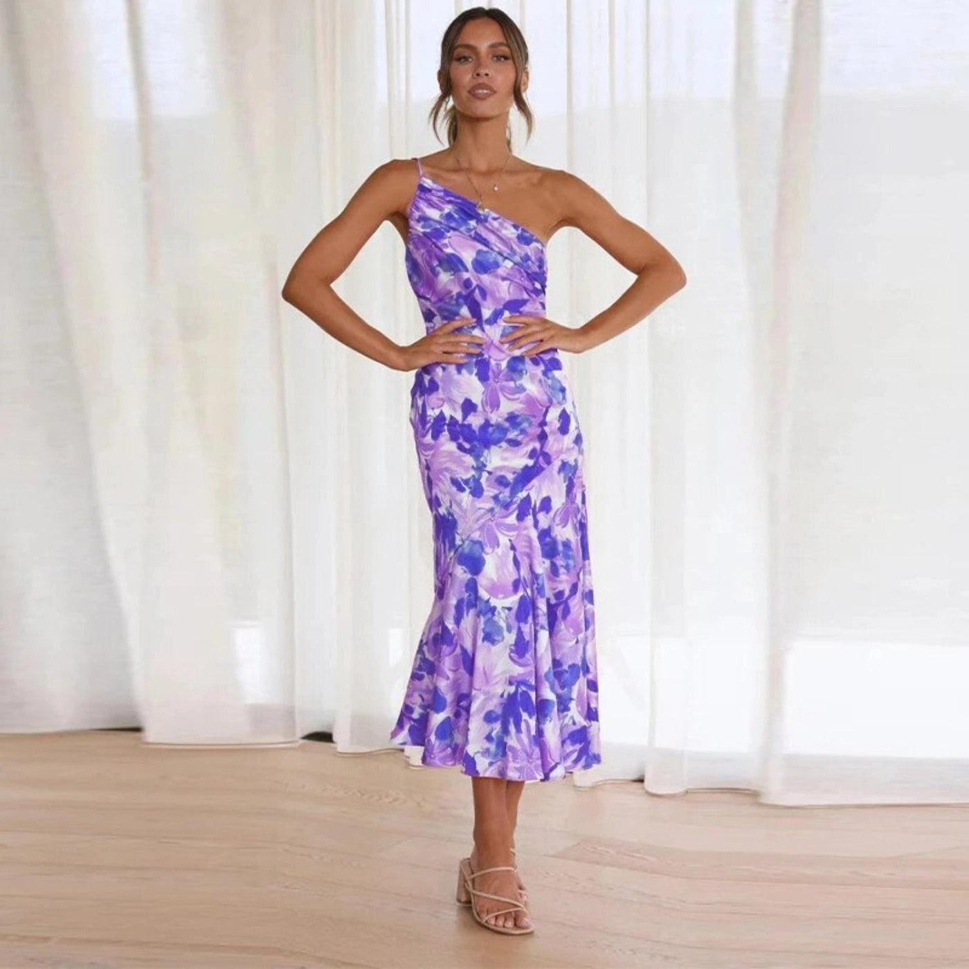 Sienna - Asymmetrisch Maxi Jurk met Bloemenpatroon