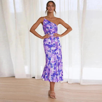Sienna - Asymmetrisch Maxi Jurk met Bloemenpatroon