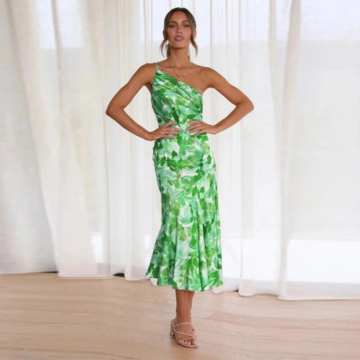 Sienna - Asymmetrisch Maxi Jurk met Bloemenpatroon