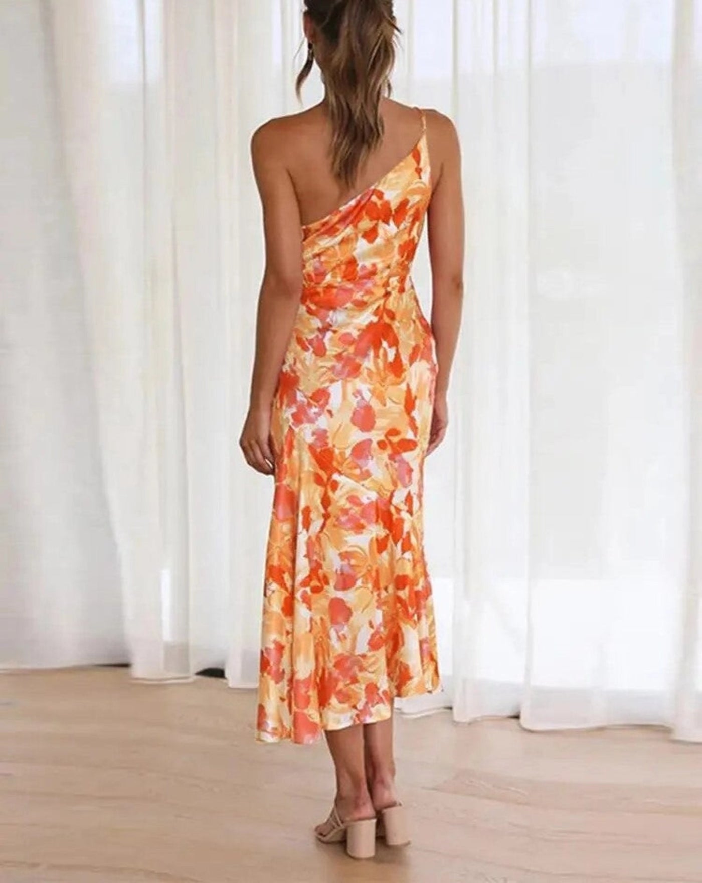 Sienna - Asymmetrisch Maxi Jurk met Bloemenpatroon