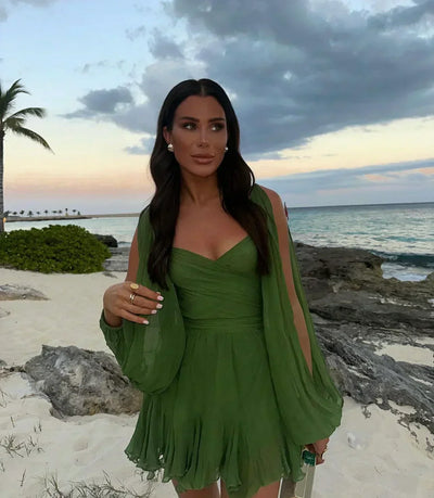 Layla | Speelse Mini-jurk met Ballonmouwen