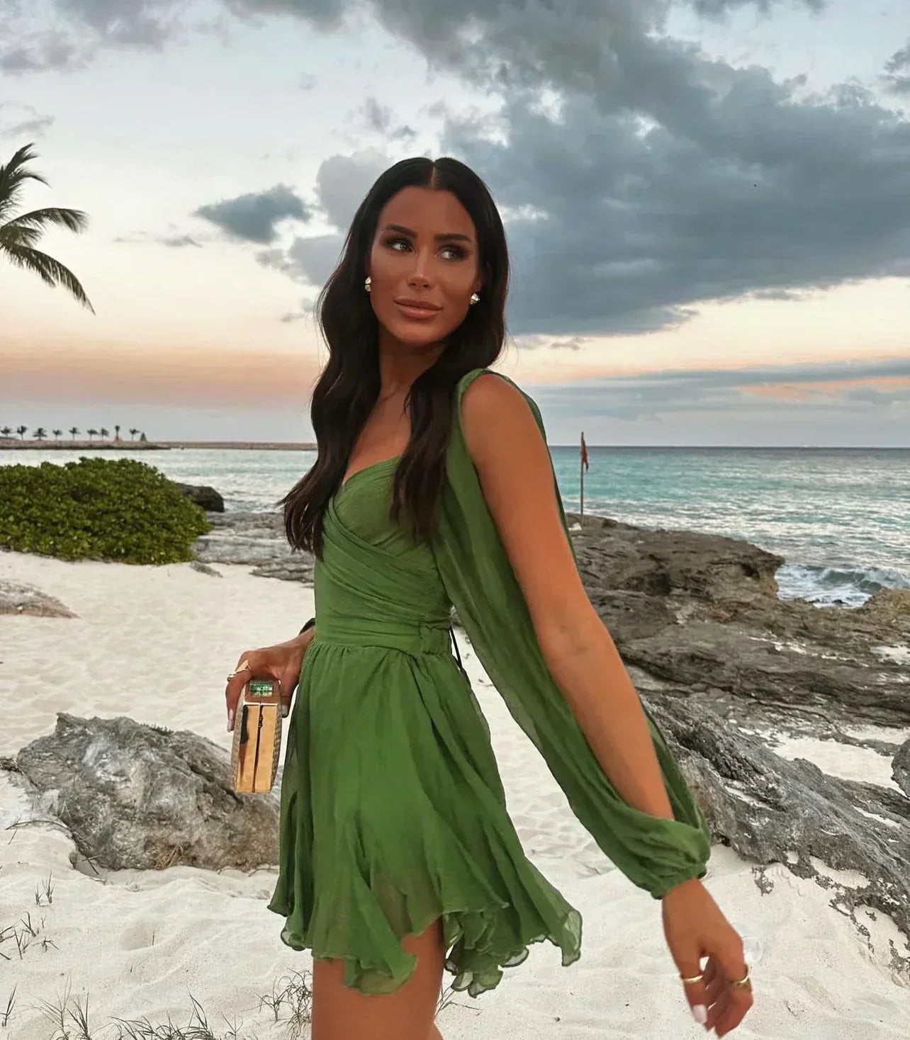 Layla | Speelse Mini-jurk met Ballonmouwen