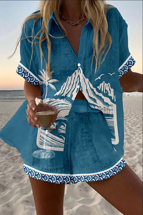 Virina™ | Korte linnen set Monte Fuji