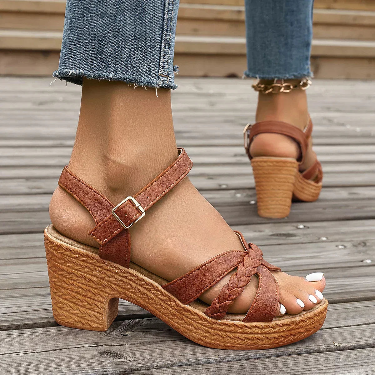 Roxanne™| Orthopedische Sandalen met Middelhoge Hak