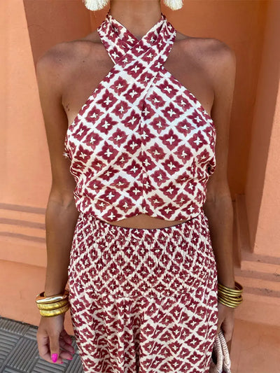 Mickay - Elegante, gerimpelde midi-jurk met off-shoulder