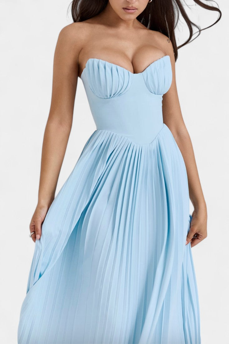 Alyce Strapless Geplooide Jurk