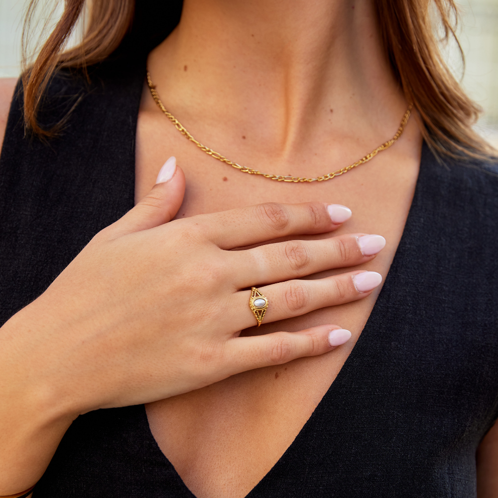 Vintage Royal Ring met Parel