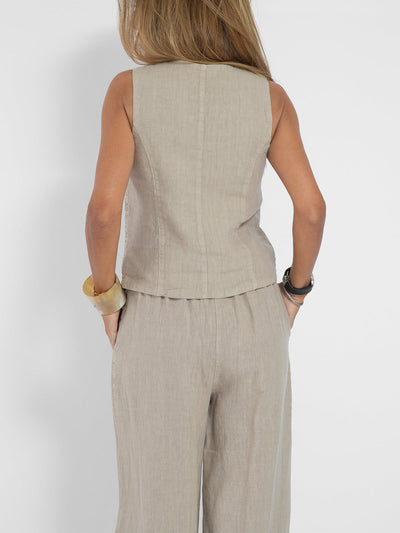Aira™ - Geknoopte Vest & Brede Pantalon Set