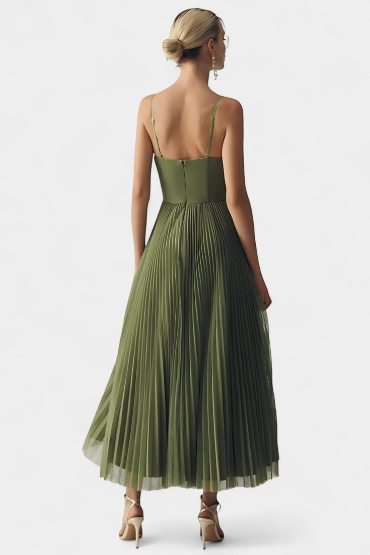 Elodie Plissé Tulle Corset Midi Jurk